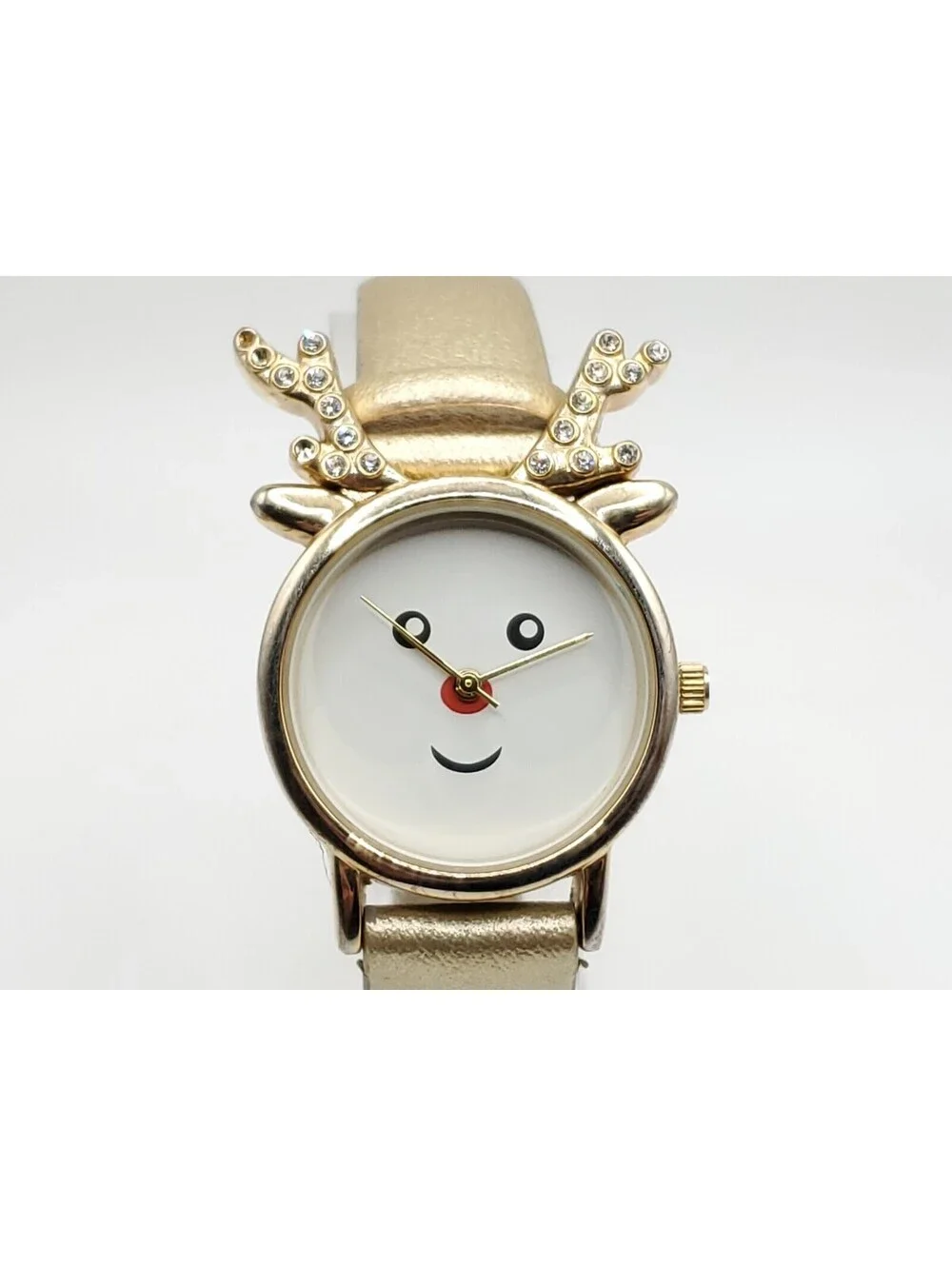 Charming Charlie Reindeer Quartz Womens Watch New Battery Gold Tone 28mm